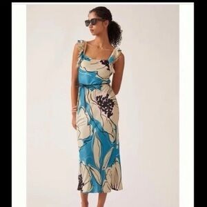 Anthropologie Conditions Apply Blue Green Ruffled Floral Maxi Dress XXS